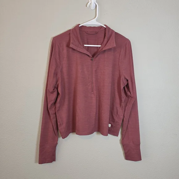 Vuori Crescent Half Zip Heathered Red Pullover Large Athleisure Yoga Performance - Picture 2 of 8